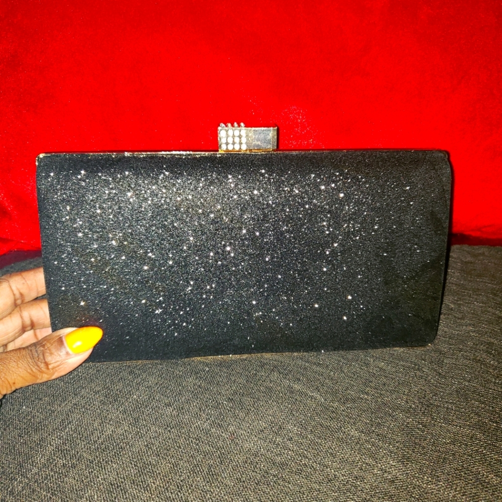 Black Sequin Evening Clutch